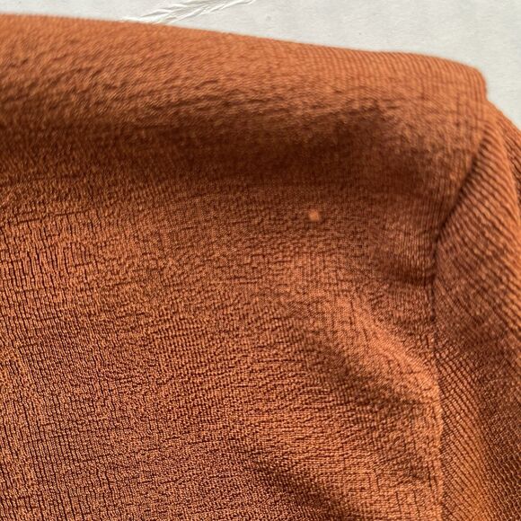 WITH JEAN KNIT ANDY MINI DRESS BUTTON FRONT LONG SLEEVE RUSCHING DETAIL BROWN XS - Picture 15 of 15